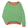 thumbnail image 2 of New Knitted Sweater   Stripe Contrast Color Design Shoulder Long Sleeve, 2 of 7