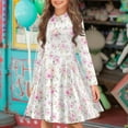 thumbnail image 2 of DISNIMO Rose Dress for Girls Dress with Flowers Kids Skater Dresses for Children Fall Outfits for Girls Dresses Long Sleeve Dress Children 7-8 Years Kids Midi Dress Girl Swing Dress Child Twirling, 2 of 7