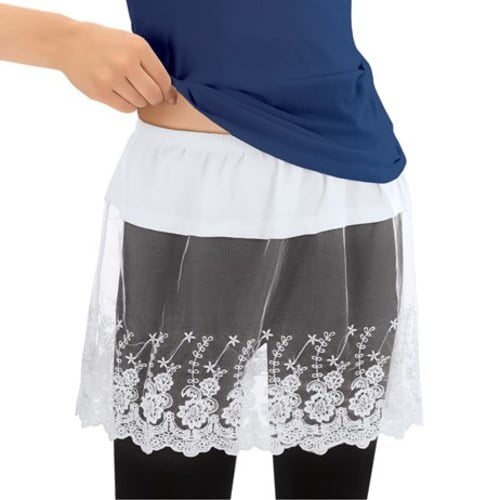 Lace Shirt Length Extender with Elastic WaistbandM/LWhite Walmart