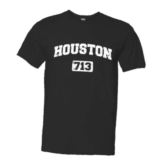 PleaseMeTees™ Mens Houston 713 Area Code Distressed HQ Tee