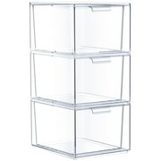 Sorbus Stackable Acrylic Drawers - Clear Make Up Organizers for Vanity - 3 Plastic Storage Bins for Room Decor, Bathroom Organization and Storage, Office Supplies, Makeup Drawer Organizer, Undersink