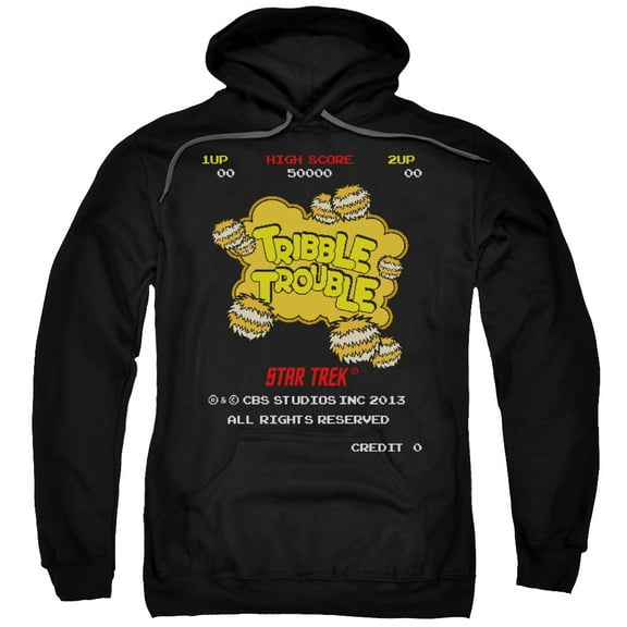 Star Trek Tribble Trouble Adult Pullover Hoodie Sweatshirt Black
