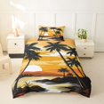thumbnail image 2 of jejeloiu Vintage Palm Sunset Twin Duvet Cover For Girls,Beach Silhouette Print Twin Bedding,Yellow Brown,Reversible,2-Piece,1 Duvet Cover and 1 Pillowcase, 2 of 6