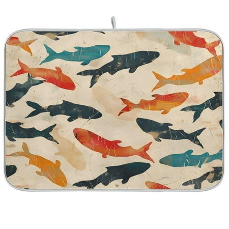 

Kitchen Drying Mat 16x18In Drying Dish Mat Dish Drying Mats Kitchen Countertop Multi-Function Drain Drying Mat Kitchen Table Colorful Goldfish