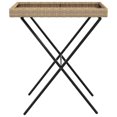 thumbnail image 3 of vidaXL Folding Tray Table Beige 65x40x75 cm Poly Rattan, 3 of 5