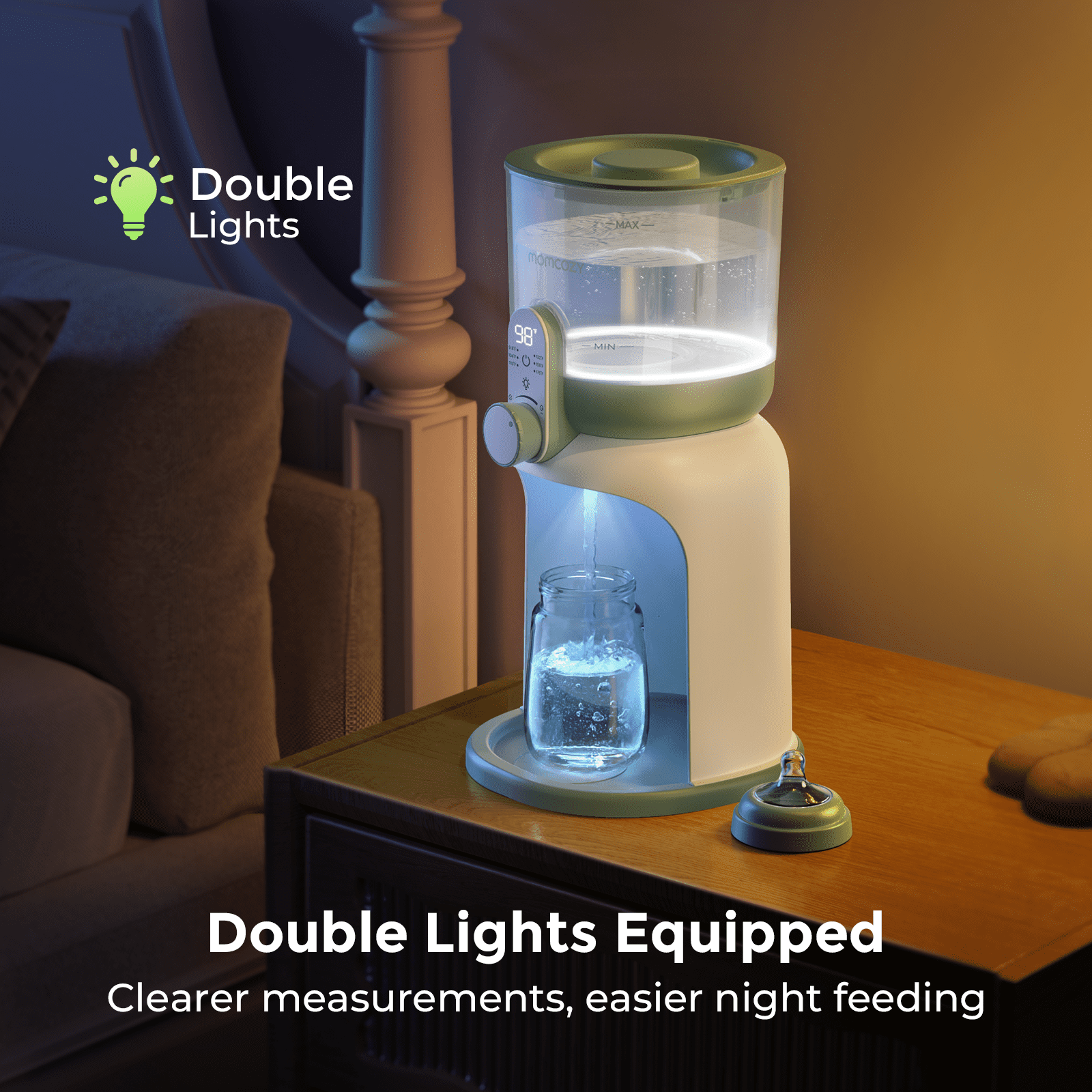 Momcozy Instant Baby Bottle Warmer, Water Warmer for Making Baby Formula, Instantly Dispense Warm Water Dual Lights for Night Feeding, Breastfeeding Essentials