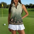 thumbnail image 2 of Golf Shirts for Women Sleeveless Zip Collared Athletic Tank Tops with Print, Golf and Tennis Performance Top Blue M, 2 of 6
