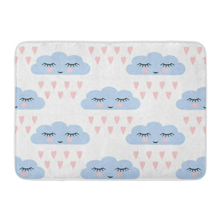 KDAGR Clouds Pattern Smiling Sleeping and Hearts Holidays Cute Baby Doormat Floor Rug Bath Mat 23.6x15.7 (Best Mats For Sleeping On The Floor)