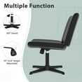 thumbnail image 6 of Home Office Chair Armless Criss Cross Legged Chair No Wheels, Wide Comfy Desk Chair Makeup Vanity Chair, Height Adjustable Swivel PU Leather Computer Chair Task Chair, Black, 6 of 6