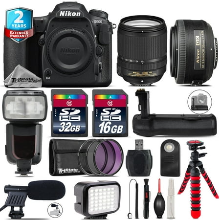 Nikon D500 DSLR + AFS 18-140mm VR + 35mm f/1.8 + LED Kit + Pro Flash +