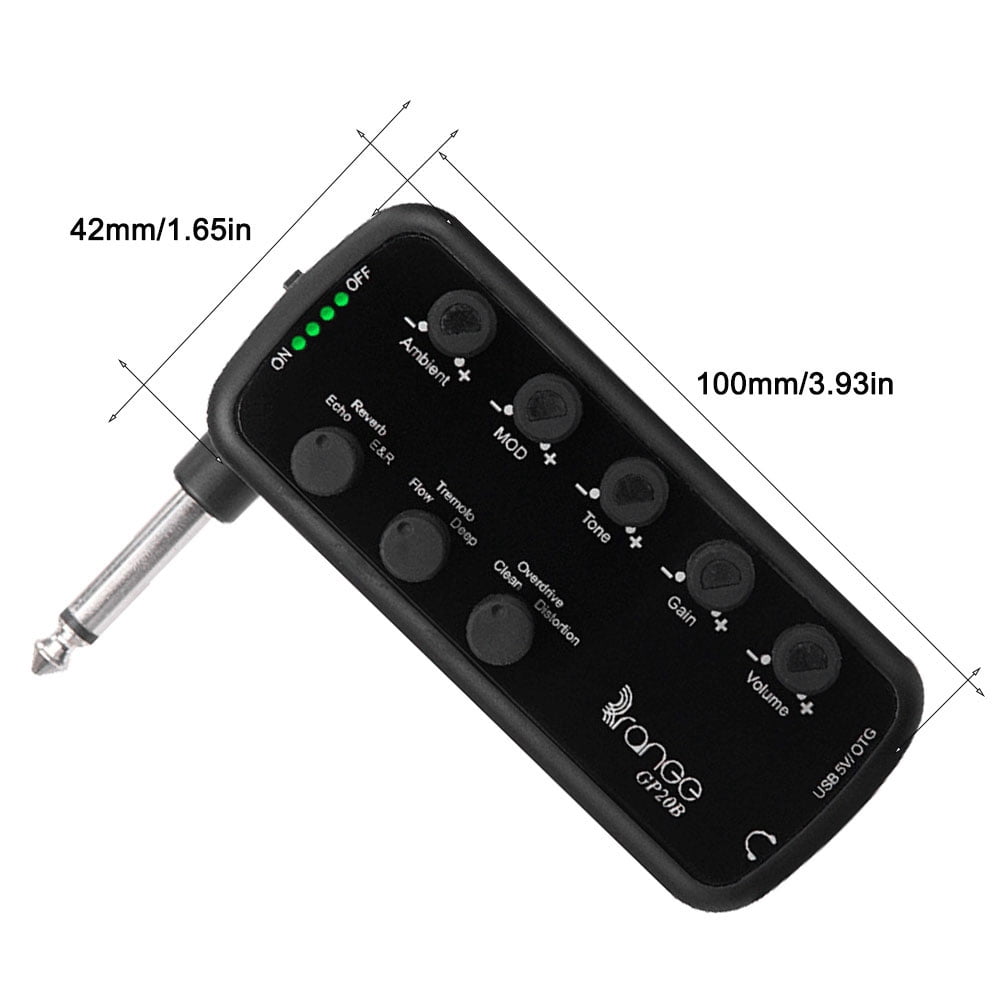 BLEEUS Bass Headphone Amplifier Usb Chargable Carry-on Plug-in Multi-effects Amp Musical Instruments Supplies (B)