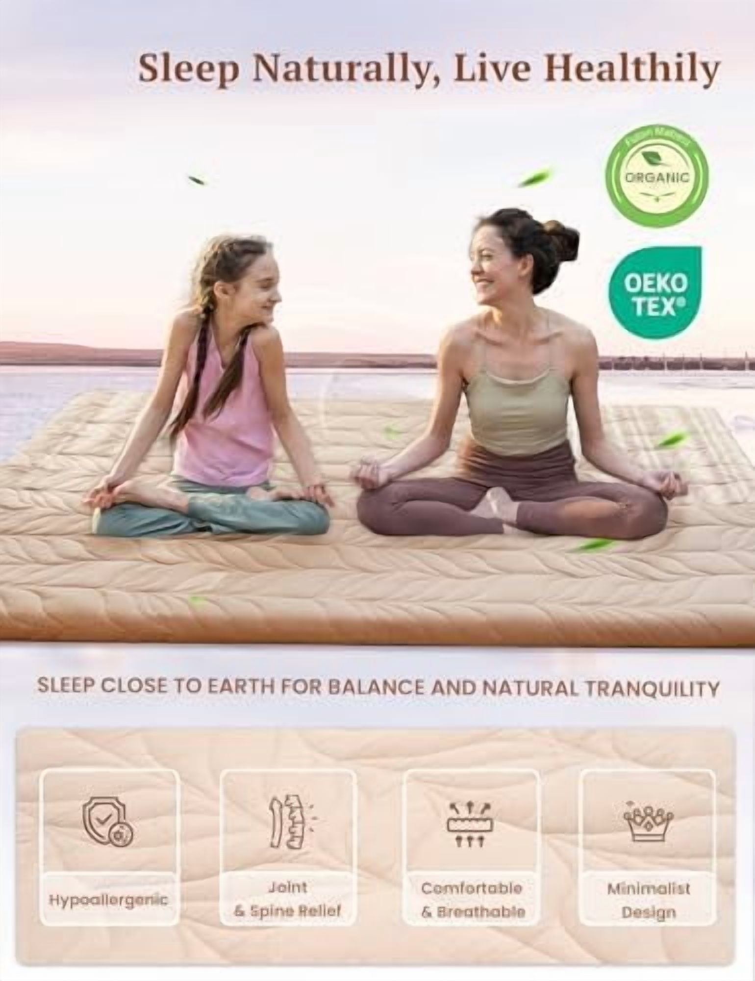 Zonli Japanese Floor Mattress Futon, Foldable Tatami Mat with Cotton Cover, Queen 80"x60", Coffee