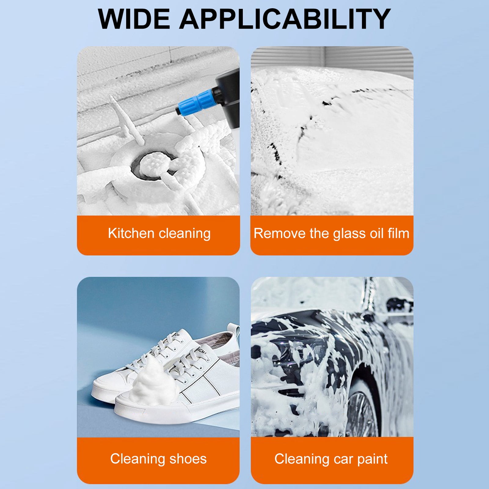 Yajisi 1.5L Electric Foam Sprayer, Cordless Foam Cannon with Type-C Charging, 75 Degree Wide Spray Pattern for Car Washing and Kitchen Cleaning, Includes Microfiber Rags, White
