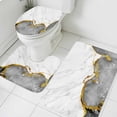 thumbnail image 3 of Gray Gold Marble Bath Mat 3 Piece Bathroom Rug Set, Modern Abstract Marble Crack Texture Non Slip Bath Rug Contour Mat and Toilet Lid Cover, Absorbent Shower Mats Soft Bath Rugs and Mats Sets, 3 of 8