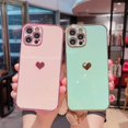 thumbnail image 4 of Funda de teléfono de lujo para iPhone 14, 11, 12, 13 Pro Max, X, XR, XS Max, 7, 8 Plus, corazón de amor galvanizado, patrón lateral lindo, funda de TPU suave, 4 of 4