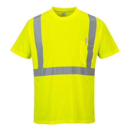 High Visibility Yellow Pocket T Shirt with Reflective Tape ANSI Class 2 -