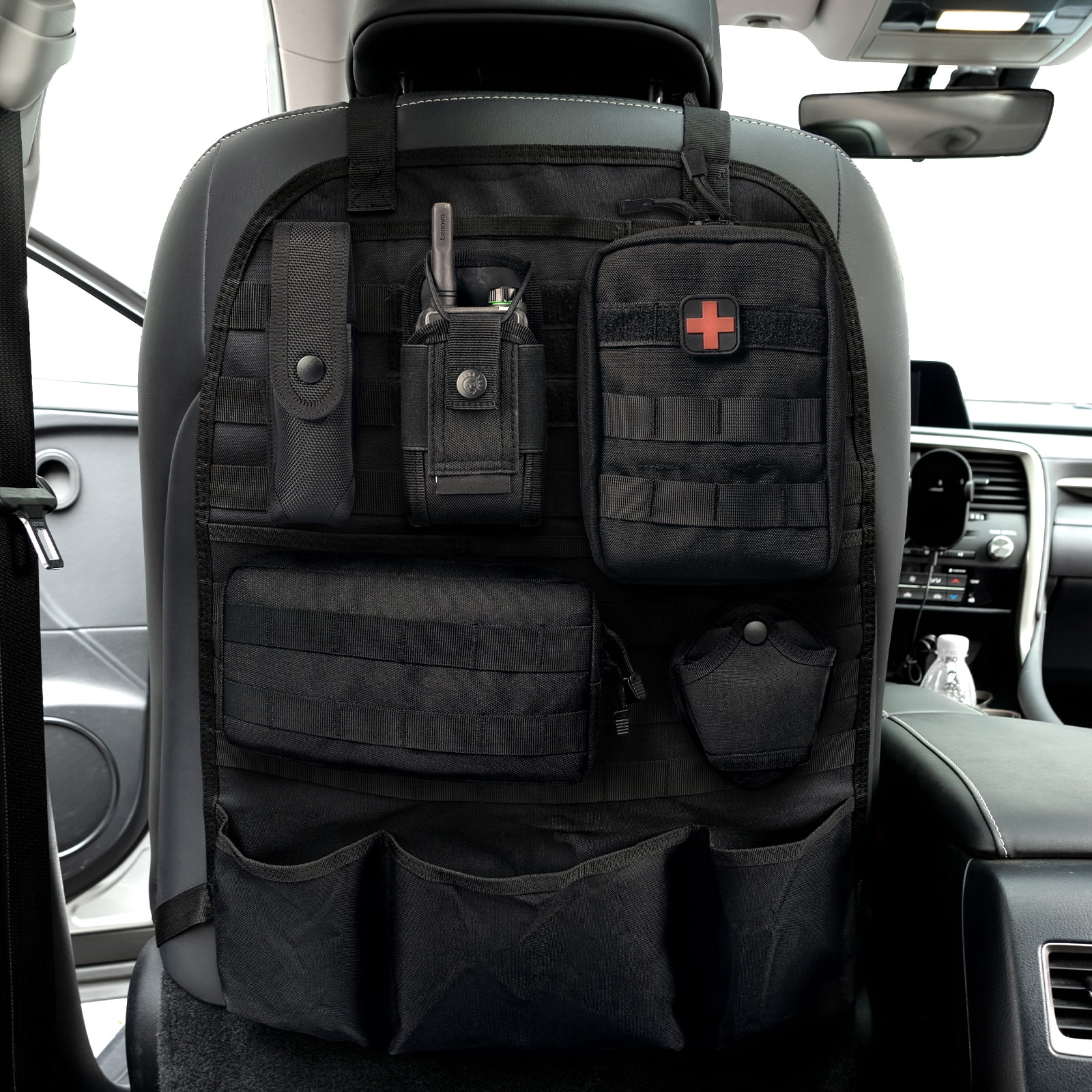 AUTOXBERT 2Pcs Car Seat Back Cover Organizer Panel Vehicle MOLLE Protector Storage Bag