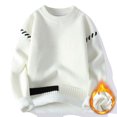 thumbnail image 2 of Yiliang Big and Tall Mens SweatersFall and Winter Long Sleeve Warm and Thermal Top Clothes ,White,2XL, 2 of 6