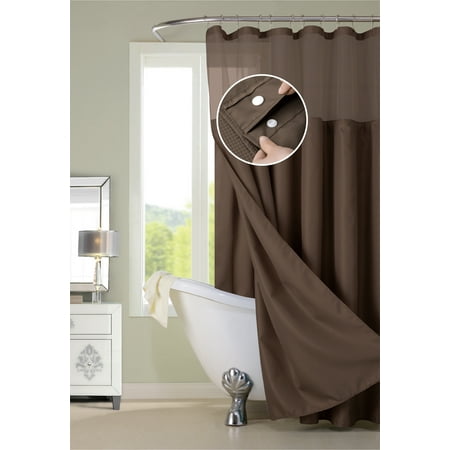 Dainty Home Complete Waterproof Shower Curtain with Detachable Liner in Brown