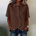 thumbnail image 6 of Women's Tops, Tees & Blouses Long Sleeve Full Print Bubble Wrinkled Retro Art Button Down Breathable Shirts Business Casual Tops for Women bovemsi, 6 of 6