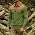 thumbnail image 2 of TOUMENY Men Zip Sweater Casual Long Sleeve Solid Slim Fit Pullover Fall Winter Fashion Trendy Turtleneck Tops Army Green XXXL, 2 of 7