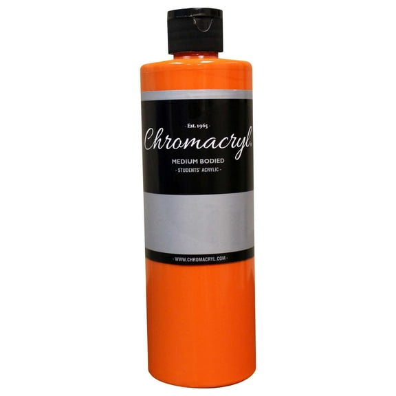 Chromacryl Premium Students Acrylic Paint, 1 pt Bottle, Orange Vermilion