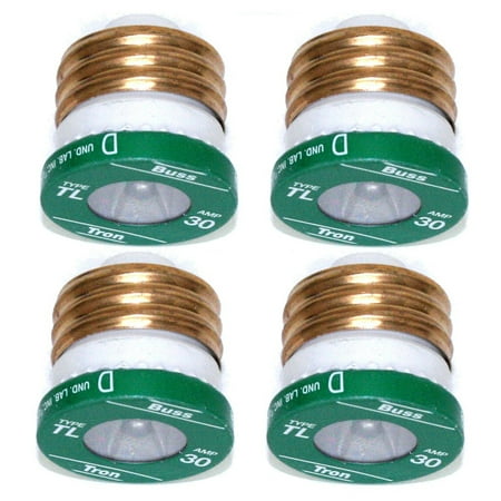 Bussman TL-30PK4 30 Amp TL Edison Plug Time Delay Fuse 4 Count