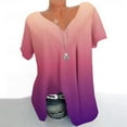 thumbnail image 2 of XuJwPNcy Tops for Women Soft Short Sleeve Gradient Shirts Trendy V Neck Pleated Tunic Casual Plus Size Blouse, 2 of 6
