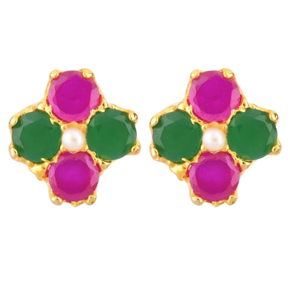 Efulgenz Indian Jewelry Cubic Zirconia CZ Square Stud Earring for Women, - Multicolor