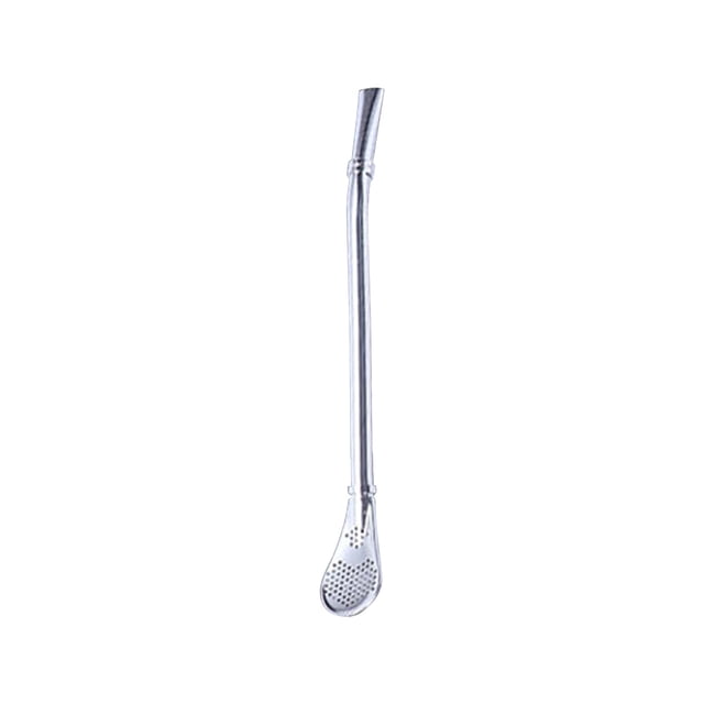 Stainless Steel Straw Spoon | Dual-Purpose Filtering & Stirring Spoon for Coffee, Milk Tea & Beverages | Reusable, Dishwasher Safe | 1-Pack