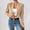 Khaki, variant on Womens Lapel Collar Cropped Jacket Long Sleeve Open Front Casual Commuter Outerwear Coat Sky Blue XS(XS)