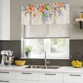 thumbnail image 4 of 2 Pack Valances for Window, Pink Orange Flowers Short Curtains for Kitchen Bedroom Living Room, Spring Floral Farmhouse Botanical Rustic Rod Pocket Small Window Treatment Valance Drapes 42 x 18 Inch, 4 of 8