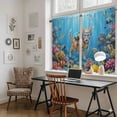 thumbnail image 5 of Ocean Diving Cat Kitchen Curtains 45 Inch Length, Coastal Coral Fish Marine Life Tiers Curtains for Bathroom Bedroom Cafe, Light Filtering Small Window Treatment Short Drapes 2 Panels 42"Wx45"L, 5 of 8