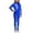 Blue, variant on Girls Shiny Metallic Neck Unitard Long Sleeve One Piece Zip Up Bodysuit Dance