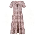 thumbnail image 6 of Kukoosong Women's Short Sleeve Midi Dress, Square Neck Tiered Ruffle Dress, Casual Summer Beach Sundress, Flowy A-Line Elastic Waist Puff Sleeves Dress, 6 of 7