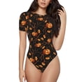 thumbnail image 2 of Fotbe Halloween With Pumpkins Women's Crew Neck Short Sleeves Bodysuit Tops Round Neck Slim Sleeveless Soft Comfortable Basic-Large, 2 of 7