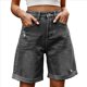 thumbnail image 2 of Pantalones Cortos Vaqueros para Mujer, Hasta la Rodilla, Modernos, Estilo Y2K, de Cintura Alta, Pierna , Informales, de Verano, con Bolsillos Negro y Gris M, 2 of 9
