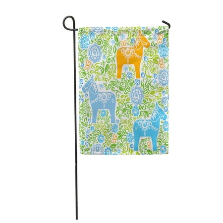 SIDONKU Dalecarlian Dala Horse Traditional Wooden Statuette Originating in Swedish Garden Flag Decorative Flag House Banner 12x18 inch
