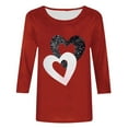 thumbnail image 4 of HaoXianJian Valentine's Day Shirt for Women Glitter Love Heart Printed T-Shirt Top 3/4 Sleeve Tee Crew Neck Casual Blouse Tops Size S-2X, 4 of 4