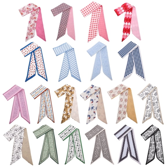Bocaoying 20 Pack Fashion Scarves for Women, Floral Handbag Head Scarf, Multipurpose Satin Scarves for Head Wraps and Bag Decor, 34 Inch for Women Daily, Office Use