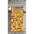 thumbnail image 3 of Ambesonne Mid Century Quilted Bedspread Set 2 Pcs, Design Retro Square, Twin Size, Brown Yellow Coral, 3 of 3