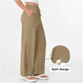 thumbnail image 5 of Diufon Womens Linen Pants Summer Drawstring High Waisted Palazzo Pants with Pockets Casual Wide Leg Trouser, 5 of 10