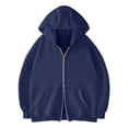 thumbnail image 6 of Akiihool Oversized Zip Up Hoodie Women's Zip Up Y2K Hoodies Casual Long Sleeve Track Jackets with Pockets Dark Blue,S, 6 of 6