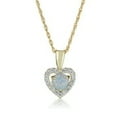 thumbnail image 5 of AVORA 14K Yellow Gold October Birthstone- Opal with Simulated Diamond CZ Heart Halo Pendant Necklace with 18" Chain, 5 of 5