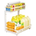 thumbnail image 3 of L Shaped Under Sink Organizer 2 Tier Pull Out, Adjustable Height Cabinet Storage Shelf with Sliding Baskets, Rust Proof Carbon Steel Rack for Kitchen Bathroom Laundry, White Black, 3 of 5