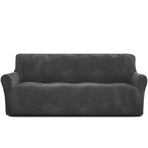 Rose Home Fashion Rhf Velvet Sofa Slipcover Stretch Cover For Leather Couch Polyester Spandex Dogs 1 Piece Protector Dark Gray Extra Wide Com Rose Home Fashion Rhf Velvet Sofa, Sofa Slipcovers For Leather Couch