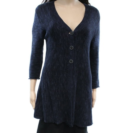 - Style & Co NEW Blue Ribbed Women Size Large PL Petite Cardigan Sweater