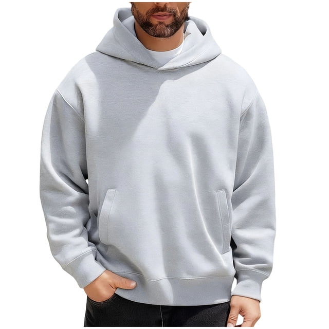 Veste Décontractée pour Hommes Mode Décontractée à Manches Longues avec Capuche et Poches Motif Uni