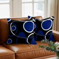 thumbnail image 3 of Abstract Geometric Lines Throw Pillow Cover Circular Texture Blue Black Retro Cotton Linen Cushion Cover Throw Pillow Case with Invisible Zipper for Couch Sofa Bed Chair Car 26x26 Inch, 3 of 9