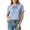#0115-Blue, variant on Summer Tops for Women Mandarin Collar Tie Detail Short Sleeve Tops for Women Regular Fit Daily Casual Lightweight Boho Tops for Women